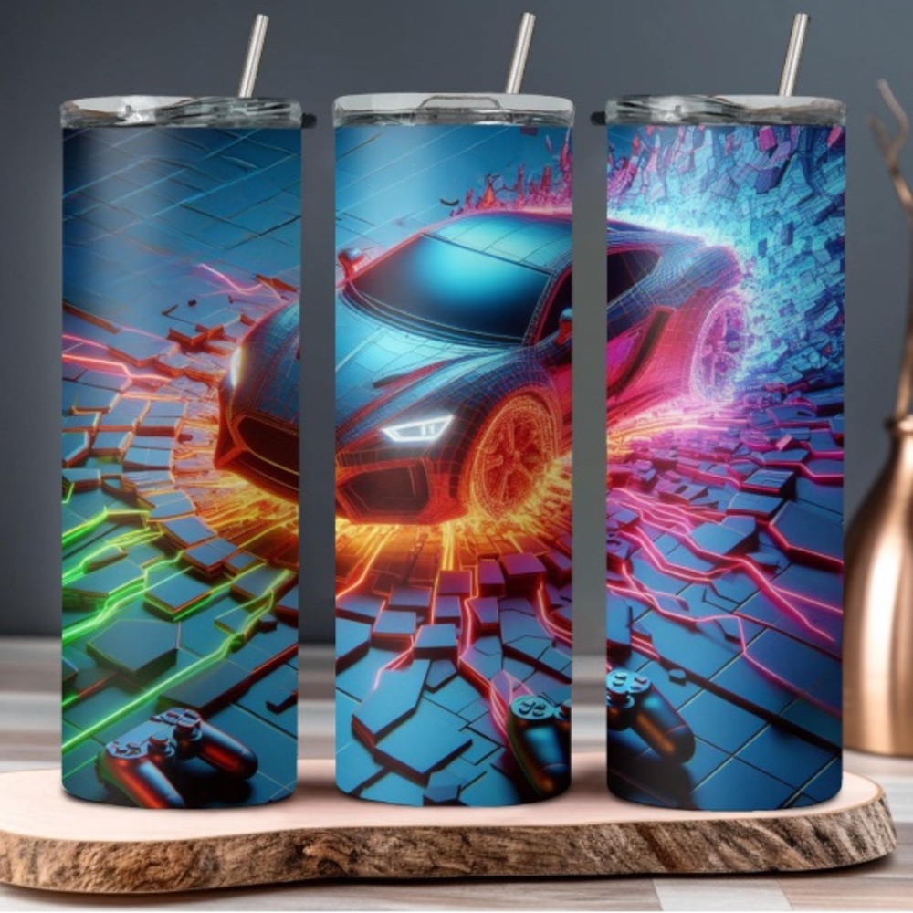 Colorful Car Graphic Tumbler
